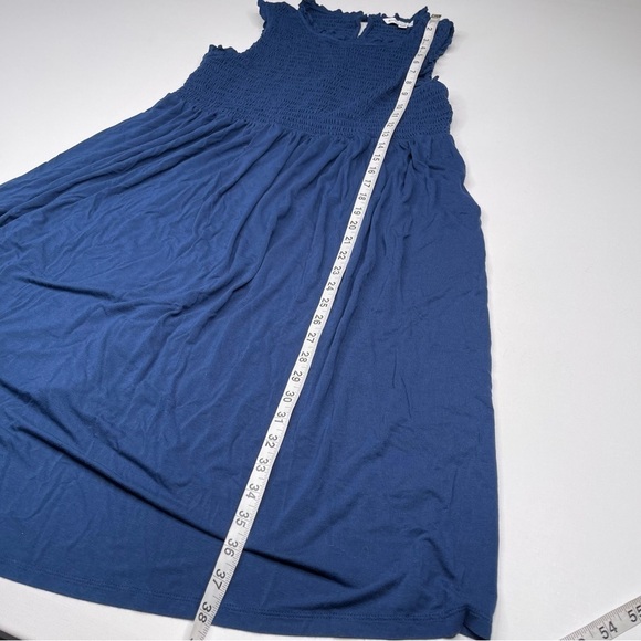 The Nines by Hatch Dress Blue Sleeveless Smocking Maternity Stretchy Comfy Baby - Picture 9 of 12